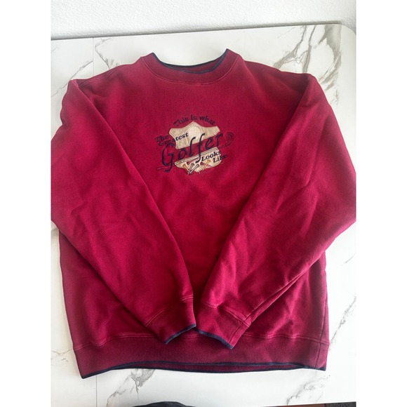 M&C Sport Other - M&C Sport Mens Greatest Golfer Embroidered Sweatshirt Burgundy Red Large Vintage